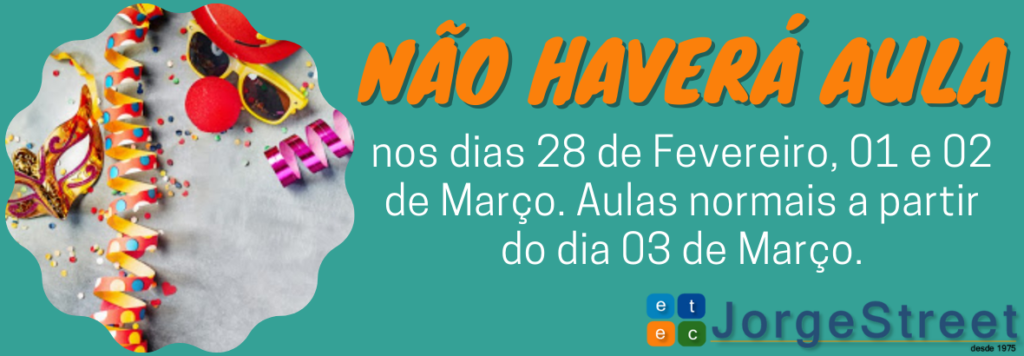 NÃO HAVERÁ AULA – ETEC Jorge Street São Caetano do Sul